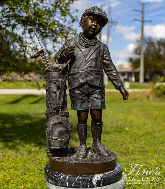 Bronze Statues  - Young Child Golfer Bronze Statue - BS-129